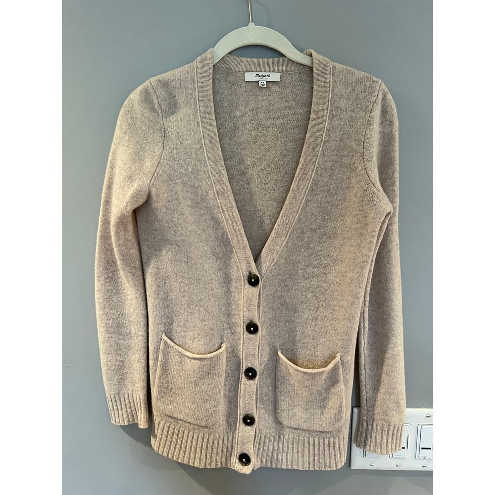 Madewell 100% Merino Wool Button Front Cardigan Sweater Womens XS Oatmeal